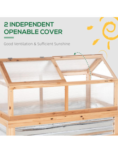 Cama de Jardín Elevada Outsunny con Invernadero Policarbonato 122x61cm