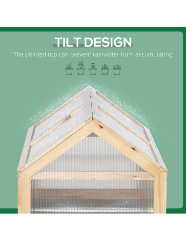 Cama de Jardín Elevada Outsunny con Invernadero Policarbonato 122x61cm