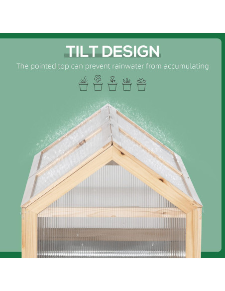 Cama de Jardín Elevada Outsunny con Invernadero Policarbonato 122x61cm