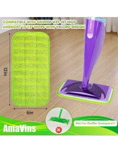 Paquete de 3 almohadillas de mopa reutilizables Swiffer 30.48 cm 2