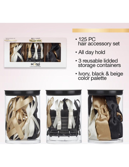 Set de Accesorios para el Cabello Scunci 125 Piezas Neutro