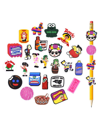 24 Adornos para Lápices Mexicanos Pabucle - Clip Decorativo