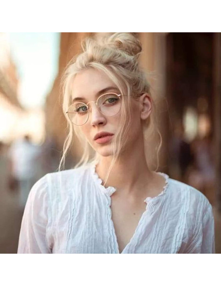 Gafas Redondas KURSAN Metal Dorado Lentes Transparentes Unisex