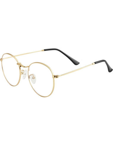 Gafas Redondas KURSAN Metal Dorado Lentes Transparentes Unisex
