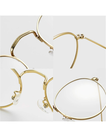 Gafas Redondas KURSAN Metal Dorado Lentes Transparentes Unisex