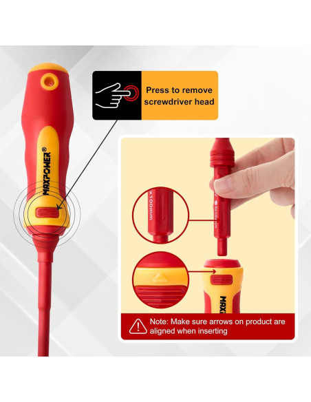 Juego de Destornilladores Aislados MAXPOWER 7 en 1 con Punta Magnética