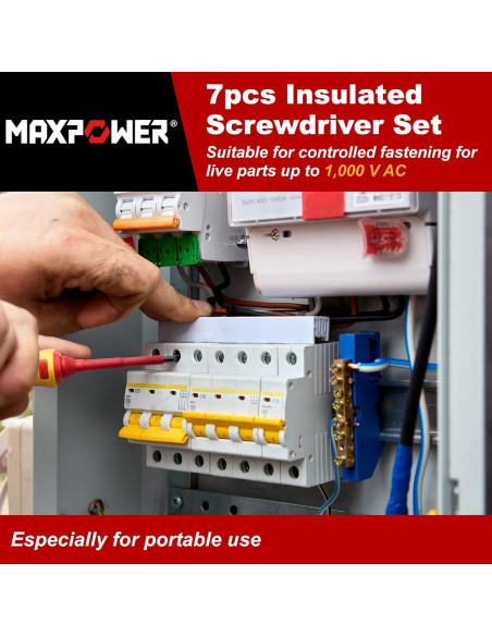 Juego de Destornilladores Aislados MAXPOWER 7 en 1 con Punta Magnética