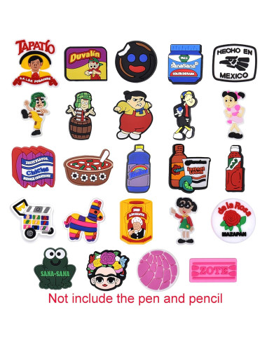 24 Adornos para Lápices Mexicanos Pabucle - Clip Decorativo
