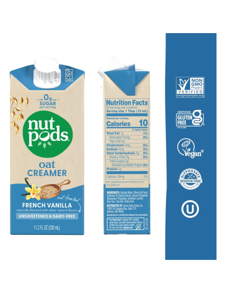Crema de Avena Sin Azúcar Nutpods - 3 Paquetes de 330ml