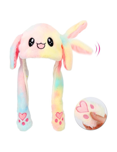 Sombrero de Animal con Orejas Móviles BH001 Conejo Arcoíris