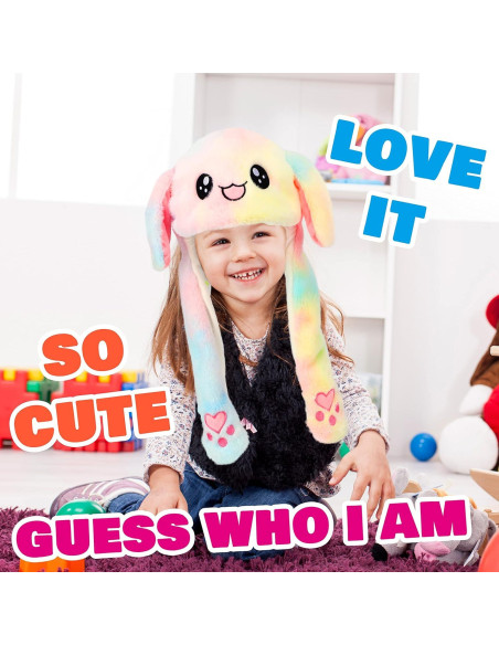 Sombrero de Animal con Orejas Móviles BH001 Conejo Arcoíris