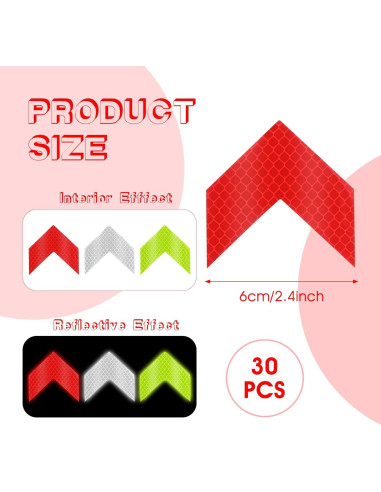 30 Calcomanías Reflectantes de Seguridad Abeillo - Flecha 6cm