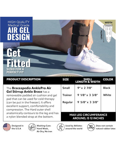 Férula de Tobillo AnklePro Air Gel Pequeña Negra con Cojín de Aire