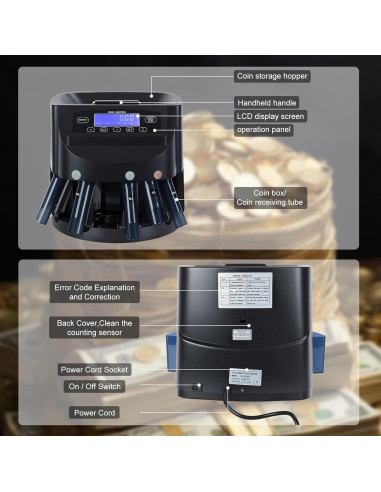 Máquina Contadora de Monedas Grebest, Clasificador Eléctrico 500 Monedas