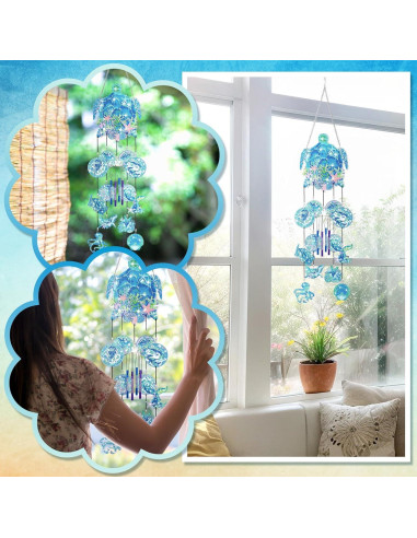 Campanas de Viento de Arte de Diamante GlikCeil Azul 20x20 cm