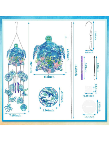 Campanas de Viento de Arte de Diamante GlikCeil Azul 20x20 cm