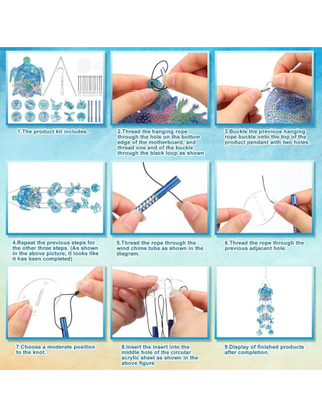 Campanas de Viento de Arte de Diamante GlikCeil Azul 20x20 cm