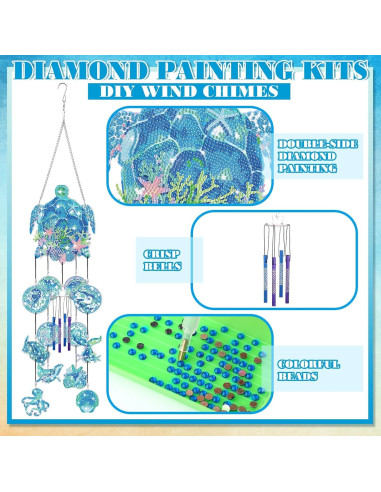 Campanas de Viento de Arte de Diamante GlikCeil Azul 20x20 cm