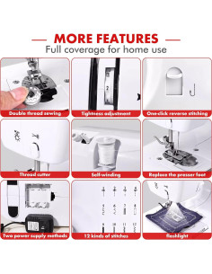 Máquina de Coser Mini Portátil T50 - 12 Puntadas y 3 Velocidades 2
