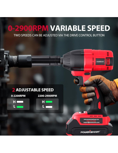 Destornillador de impacto inalámbrico PowerSmart 20V 2.0Ah 1/2"