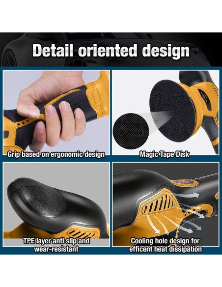 Pulidora a Batería HZPP 6" 5500RPM 2 Baterías 2.0Ah