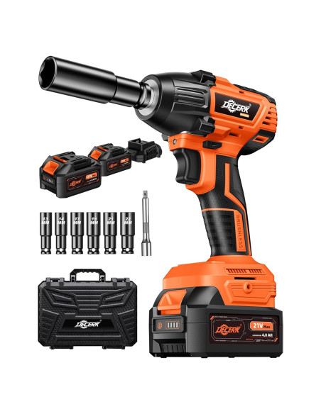 Llave de impacto inalámbrica Decerk 21V 400Nm 2350RPM con 2 baterías Llave de impacto inalámbrica Decerk 21V 400Nm 2350RPM con 2 baterías