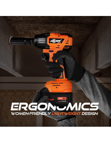 Llave de impacto inalámbrica Decerk 21V 400Nm 2350RPM con 2 baterías