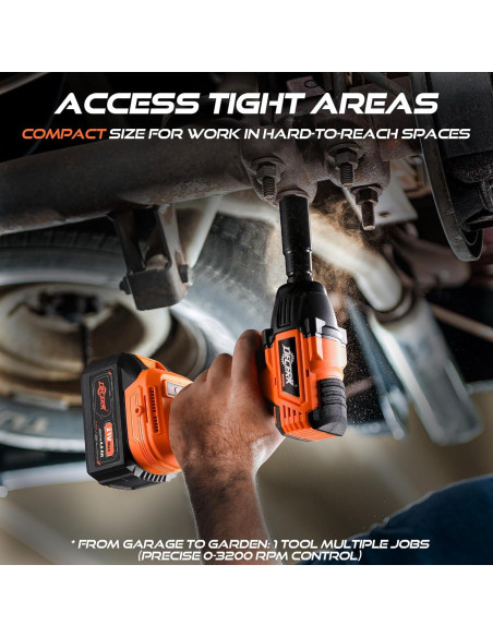 Llave de impacto inalámbrica Decerk 21V 400Nm 2350RPM con 2 baterías Llave de impacto inalámbrica Decerk 21V 400Nm 2350RPM con 2 baterías