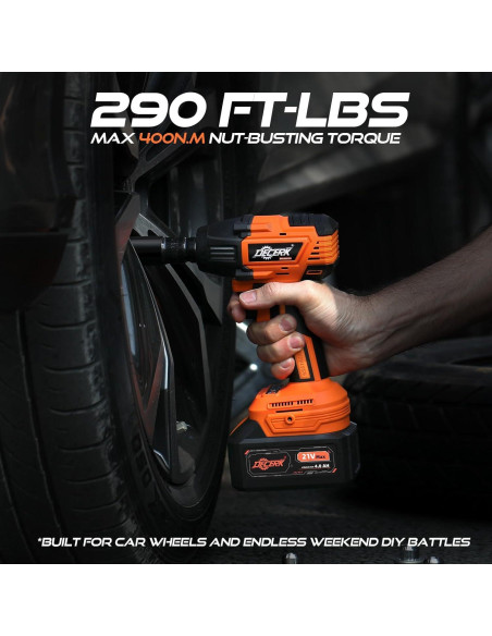 Llave de impacto inalámbrica Decerk 21V 400Nm 2350RPM con 2 baterías Llave de impacto inalámbrica Decerk 21V 400Nm 2350RPM con 2 baterías