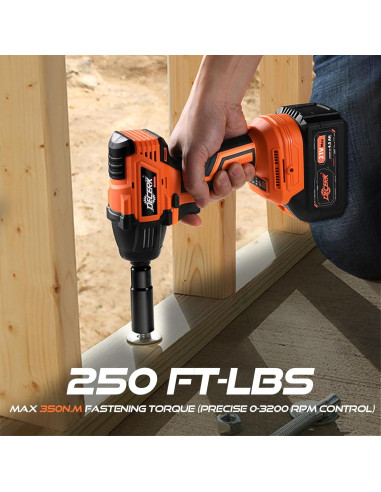 Llave de impacto inalámbrica Decerk 21V 400Nm 2350RPM con 2 baterías