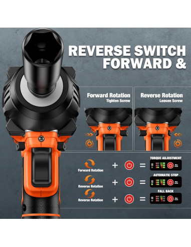 Llave de impacto inalámbrica Decerk 21V 400Nm 2350RPM con 2 baterías