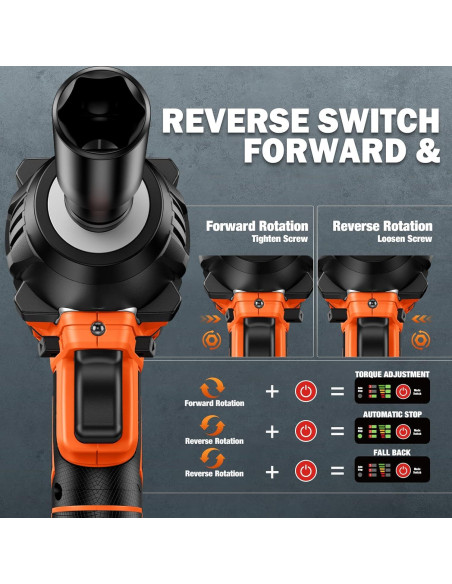 Llave de impacto inalámbrica Decerk 21V 400Nm 2350RPM con 2 baterías Llave de impacto inalámbrica Decerk 21V 400Nm 2350RPM con 2 baterías