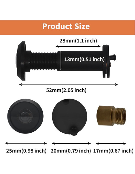 Mirilla de Seguridad HARDHAWK 220 Latón Negro para Puertas