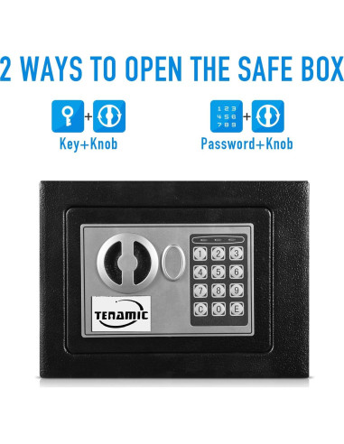 Caja Fuerte Tenamic Electrónica 0.23 Pies Cúbicos Negra