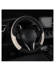 Cubierta de Volante de Cuero Antideslizante Follicomfy 15" Beige