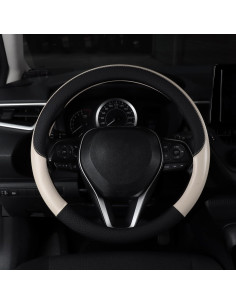 Cubierta de Volante de Cuero Antideslizante Follicomfy 15" Beige 2