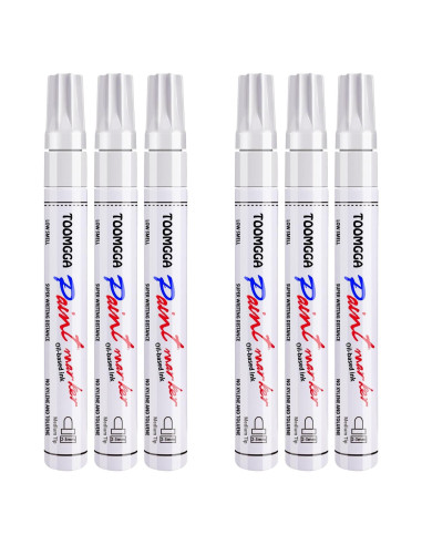 Marcadores de Pintura Blanca TOOMGGA - Paquete de 6 Unidades