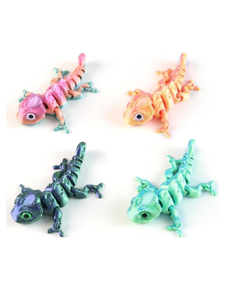 4 Piezas Camaleón Impreso en 3D Jorkei, Juguetes Antiestrés