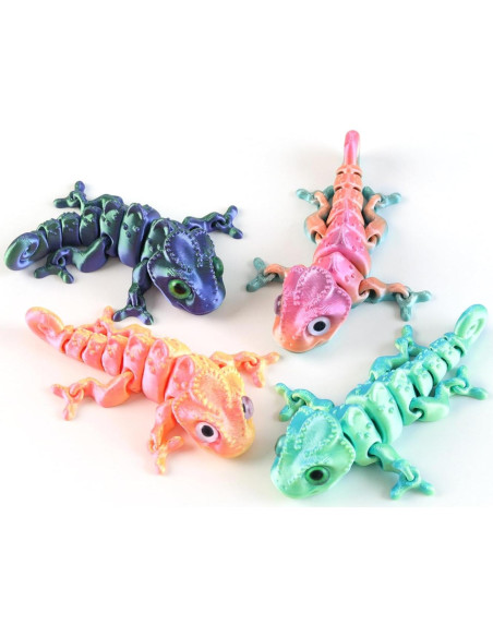 4 Piezas Camaleón Impreso en 3D Jorkei, Juguetes Antiestrés