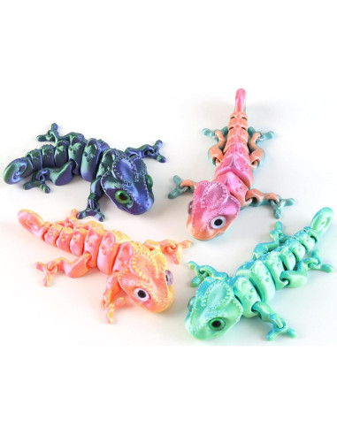 4 Piezas Camaleón Impreso en 3D Jorkei, Juguetes Antiestrés