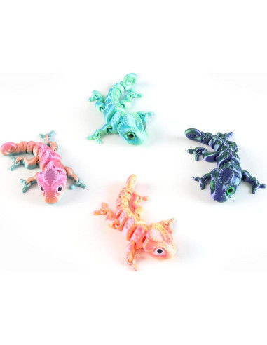 4 Piezas Camaleón Impreso en 3D Jorkei, Juguetes Antiestrés