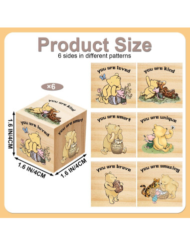 6 Bloques Decorativos de Madera Winnie the Pooh - Tillfuru