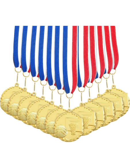 Medallas de Baloncesto Juvale - 12 Trofeos de Oro 5.08 cm