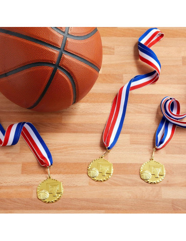 Medallas de Baloncesto Juvale - 12 Trofeos de Oro 5.08 cm