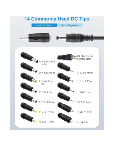 Fuente de Poder 24V 2A ALITOVE Adaptador AC/DC 48W 14 Puntas