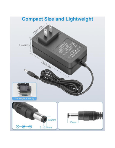 Fuente de Poder 24V 2A ALITOVE Adaptador AC/DC 48W 14 Puntas