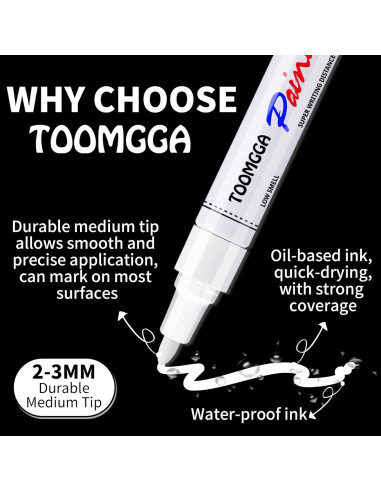 Marcadores de Pintura Blanca TOOMGGA - Paquete de 6 Unidades