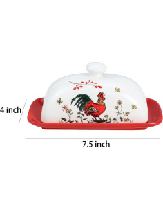 Plato de Mantequilla de Porcelana Sizikato con Tapa Gallo 2