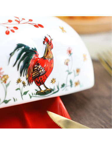 Plato de Mantequilla de Porcelana Sizikato con Tapa Gallo