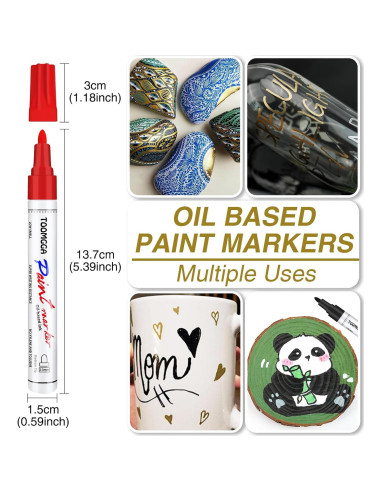 Marcadores de Pintura Blanca TOOMGGA - Paquete de 6 Unidades